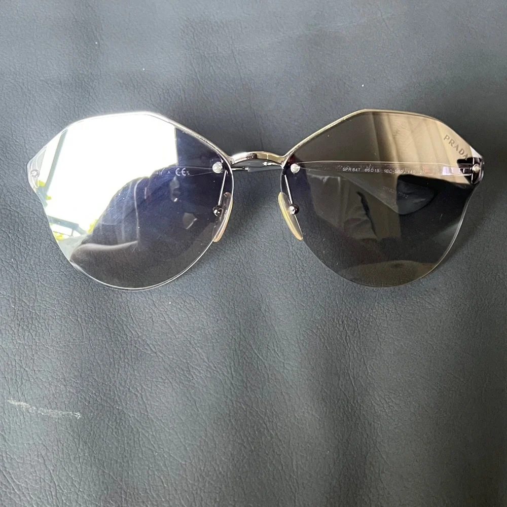Prada Womens Sunglasses PR64TS Round Metal Frame 66mm Authentic